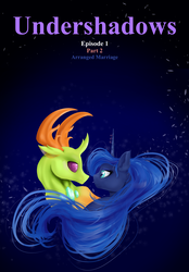 Size: 1024x1472 | Tagged: safe, artist:falling-stars-1, princess luna, thorax, alicorn, changedling, changeling, pony, g4, duo, female, king thorax, male, mare, ship:thuna, shipping, story included, straight