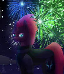 Size: 2000x2300 | Tagged: safe, artist:janenaithger, fizzlepop berrytwist, tempest shadow, g4, my little pony: the movie, female, fireworks, high res, night, solo