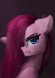 Size: 1000x1414 | Tagged: safe, artist:olennut, pinkie pie, g4, crying, female, hair over one eye, pinkamena diane pie, solo