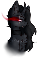 Size: 1040x1500 | Tagged: safe, artist:danbaishi, oc, oc only, pony, unicorn, bust, edgy, eye scar, glowing eyes, portrait, red and black oc, scar, simple background, solo, sombra eyes, transparent background