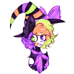 Size: 1500x1500 | Tagged: safe, artist:danbaishi, oc, oc only, bust, clothes, halloween, hat, heterochromia, holiday, portrait, scarf, simple background, solo, transparent background, witch hat