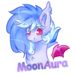 Size: 1500x1500 | Tagged: safe, artist:danbaishi, oc, oc only, oc:moon aura, bat pony, bat pony oc, bust, floating wings, portrait, simple background, solo, transparent background