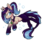Size: 150x143 | Tagged: safe, artist:doekitty, oc, oc only, oc:painted waves, original species, pony, unicorn, animated, clothes, commission, jewelry, necklace, pixel art, simple background, solo, transparent background, underwater