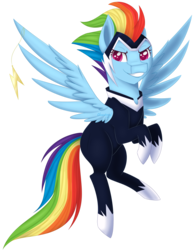 Size: 2152x2792 | Tagged: safe, artist:chaostrical, rainbow dash, zapp, g4, female, high res, power ponies, simple background, solo, transparent background