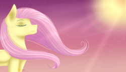 Size: 2600x1500 | Tagged: safe, artist:chaostrical, fluttershy, g4, female, solo, sun