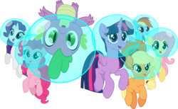 Size: 6635x4096 | Tagged: safe, artist:tralomine, applejack, fluttershy, pinkie pie, rainbow dash, rarity, spike, twilight sparkle, alicorn, dragon, pony, g4, my little pony: the movie, .svg available, absurd resolution, amazed, cowboy hat, hat, mane seven, mane six, open mouth, simple background, stetson, transparent background, twilight sparkle (alicorn), upside down, vector