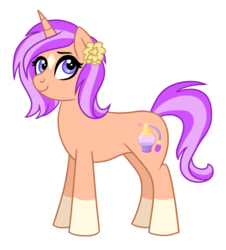Size: 885x978 | Tagged: safe, artist:cascayd, oc, oc only, oc:lavender, pony, unicorn, coat markings, facial markings, female, flower, flower in hair, mare, next generation, offspring, parent:starlight glimmer, parent:sunburst, parents:starburst, socks (coat markings), solo, star (coat marking)
