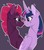 Size: 2988x3433 | Tagged: dead source, safe, artist:faron-draws, fizzlepop berrytwist, tempest shadow, twilight sparkle, alicorn, pony, g4, my little pony: the movie, boop, broken horn, eye scar, female, heart, high res, horn, lesbian, noseboop, purple background, scar, ship:tempestlight, shipping, simple background, twilight sparkle (alicorn)