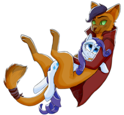 Size: 1024x952 | Tagged: safe, artist:scherys, capper dapperpaws, rarity, abyssinian, cat, pony, anthro, digitigrade anthro, g4, my little pony: the movie, anthro with ponies, capperbetes, capperity, cute, female, male, shipping, simple background, straight, transparent background