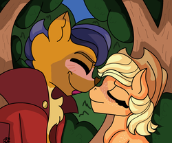 Size: 1024x854 | Tagged: safe, artist:endaria2021, applejack, capper dapperpaws, abyssinian, earth pony, anthro, g4, my little pony: the movie, capperjack, female, interspecies, male, shipping, straight