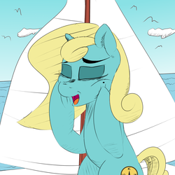 Size: 3000x3000 | Tagged: artist needed, safe, oc, oc only, oc:seafoam breeze, pony, unicorn, beauty mark, boat, eyes closed, female, high res, mare, solo