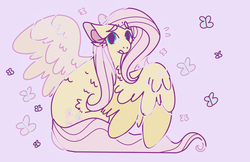 Size: 1360x879 | Tagged: safe, artist:beanieprince, fluttershy, butterfly, pegasus, pony, g4, female, solo