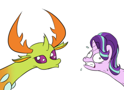 Size: 1760x1280 | Tagged: safe, artist:phat_guy, derpibooru exclusive, starlight glimmer, thorax, changedling, changeling, pony, unicorn, g4, triple threat, duckface, duo, effort, faic, female, gritted teeth, king thorax, long neck, male, mare, meme, pain, simple background, stretching, sweat, sweatdrops, transparent background, tryhard