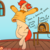 Size: 4000x4000 | Tagged: safe, artist:mr.smile, oc, oc only, oc:scribble notes, abba, belly button, bipedal, blushing, cathedral radio, clothes, dancing, dancing queen, nerd, nerd pony, patreon, patreon logo, radio, red hair, smiling, solo, song reference, standing, sweater