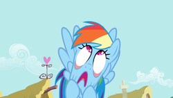 Size: 1280x720 | Tagged: safe, screencap, rainbow dash, pegasus, pony, a bird in the hoof, g4, eyelid pull, faic, female, frown, hoof hold, looking up, mare, open mouth, rainbow dash is best facemaker, solo