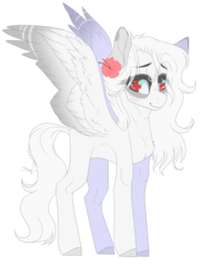 Size: 1024x1368 | Tagged: safe, artist:skimea, oc, oc only, pegasus, pony, colored wings, colored wingtips, female, flower, flower in hair, mare, simple background, solo, transparent background
