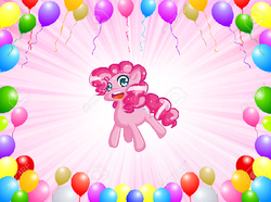 Size: 567x421 | Tagged: safe, artist:biscuitloveskitty, pinkie pie, earth pony, pony, g4, balloon, female, solo
