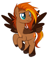 Size: 1657x1911 | Tagged: safe, artist:askbubblelee, oc, oc only, oc:singe, pegasus, pony, body freckles, freckles, male, show accurate, simple background, smiling, solo, stallion, transparent background