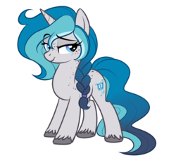 Size: 1707x1535 | Tagged: safe, artist:askbubblelee, oc, oc only, oc:bubble lee, pony, unicorn, body freckles, female, freckles, heart eyes, lidded eyes, mare, show accurate, simple background, smiling, solo, transparent background, unshorn fetlocks, wingding eyes