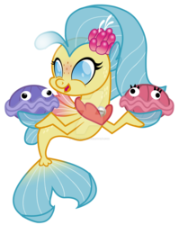 Size: 1024x1285 | Tagged: safe, artist:magpie-pony, princess skystar, shelldon, shelly, seapony (g4), g4, my little pony: the movie, baby, cute, simple background, skyabetes, transparent background, watermark, younger