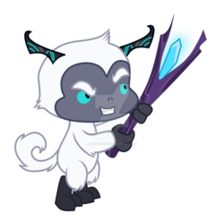 Size: 1024x1016 | Tagged: safe, artist:magpie-pony, storm king, yeti, g4, my little pony: the movie, baby, cute, holding, male, obtrusive watermark, simple background, solo, staff, staff of sacanas, storm king's emblem, stormabetes, transparent background, watermark, younger