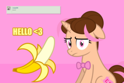 Size: 3000x2000 | Tagged: safe, artist:estories, oc, oc only, oc:pink rose, oc:think pink, pony, unicorn, g4, ask, banana, female, food, high res, mare, rule 63, solo