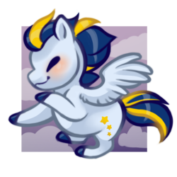 Size: 2500x2500 | Tagged: safe, artist:casynuf, oc, oc only, pegasus, pony, blushing, chibi, eyes closed, high res, male, solo, stallion