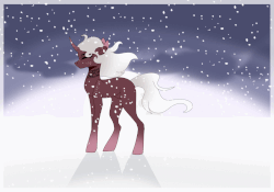 Size: 1200x842 | Tagged: safe, artist:holoriot, oc, oc only, pony, unicorn, animated, female, gif, mare, night, snow, solo