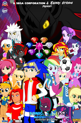 Size: 2000x3035 | Tagged: safe, artist:trungtranhaitrung, applejack, fluttershy, pinkie pie, rainbow dash, rarity, sci-twi, starlight glimmer, sunset shimmer, tempest shadow, twilight sparkle, equestria girls, g4, my little pony: the movie, amy rose, chaos emerald, cream the rabbit, crossover, equestria girls-ified, geode of empathy, geode of fauna, geode of shielding, geode of sugar bombs, geode of super speed, geode of super strength, geode of telekinesis, high res, humane five, humane seven, humane six, infinite (character), knuckles the echidna, magical geodes, male, miles "tails" prower, phantom ruby, poster, rouge the bat, shadow the hedgehog, silver the hedgehog, sonic the hedgehog, sonic the hedgehog (series)