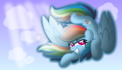 Size: 3792x2176 | Tagged: safe, artist:bubbly-storm, rainbow dash, g4, female, flying, high res, solo