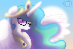 Size: 3016x2040 | Tagged: safe, artist:bubbly-storm, princess celestia, g4, female, high res, one eye closed, solo