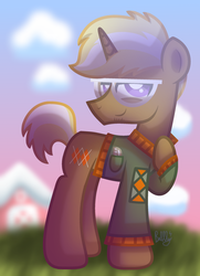 Size: 1996x2761 | Tagged: safe, artist:bubbly-storm, trenderhoof, pony, unicorn, g4, glasses, male, solo, stallion