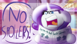 Size: 4056x2336 | Tagged: safe, artist:bubbly-storm, rarity, pony, unicorn, g4, the saddle row review, angry, female, floppy ears, hoof hold, horn, mare, newspaper, no spoilers, open mouth, scene interpretation, solo, yelling