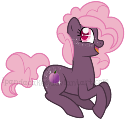Size: 772x741 | Tagged: safe, artist:ipandacakes, oc, oc only, oc:sugar plum, pony, female, magical lesbian spawn, mare, offspring, parent:pinkie pie, parent:tempest shadow, parents:tempestpie, prone, simple background, solo, transparent background