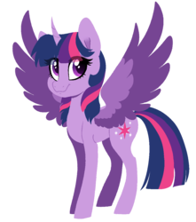 Size: 994x1123 | Tagged: safe, artist:saphi-boo, twilight sparkle, alicorn, pony, g4, colored wings, colored wingtips, cute, female, looking at you, mare, simple background, smiling, solo, spread wings, transparent background, twiabetes, twilight sparkle (alicorn), wings