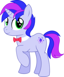 Size: 4884x5838 | Tagged: safe, artist:cyanlightning, oc, oc only, oc:blue sky lightning, pony, unicorn, g4, absurd resolution, bowtie, looking at you, male, raised hoof, simple background, solo, stallion, transparent background, vector