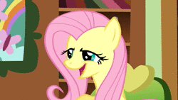 Size: 1280x720 | Tagged: safe, screencap, fluttershy, pegasus, pony, a bird in the hoof, g4, season 1, always works, animated, breaking the fourth wall, dreamworks face, faic, female, grin, looking at you, mare, raised eyebrow, smiling, smug, sound, webm