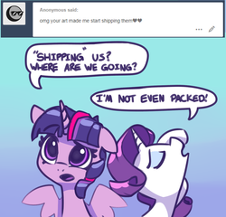 Size: 1742x1675 | Tagged: safe, artist:lilfunkman, rarity, twilight sparkle, alicorn, pony, g4, ask, cute, dialogue, female, lesbian, pun, raribetes, ship:rarilight, shipping, tumblr, twiabetes, twilight sparkle (alicorn)