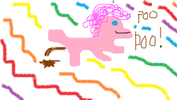 Size: 1152x648 | Tagged: safe, artist:twilightsporckle, pinkie pie, pony, g4, 1000 hours in ms paint, female, poop, pooping, rainbow, rainbow poop pie, solo