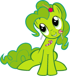 Size: 862x927 | Tagged: safe, pinkie pie, g4, candy, candy cane, candy pie, female, food, happy tree friends, lollipop, nutty (happy tree friends), simple background, solo, transparent background