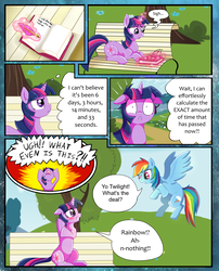 Size: 1250x1550 | Tagged: safe, artist:ada-erika, artist:leffenkitty, rainbow dash, twilight sparkle, pony, comic:prospect of tranquility, g4, blushing, comic, embarrassed, magic, telekinesis