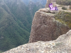Size: 1024x765 | Tagged: safe, artist:didgereethebrony, starlight glimmer, g4, australia, cliff, didgeree collection, irl, kanangra boyd national park, majestic, mlp in australia, nope, photo, ponies in real life, solo, valley