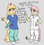 Size: 1370x1397 | Tagged: safe, artist:heretichesh, oc, oc only, oc:tonsils, oc:zephy, satyr, cigarette, clothes, offspring, parent:nurse redheart, parent:oc:gale, parent:oc:prism, scrubs (gear)