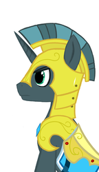 Size: 1500x2600 | Tagged: safe, artist:toastytop, oc, oc only, oc:idol hooves, pony, unicorn, fanfic:the changeling of the guard, armor, disguise, disguised changeling, fanfic, fanfic art, royal guard, simple background, solo, white background