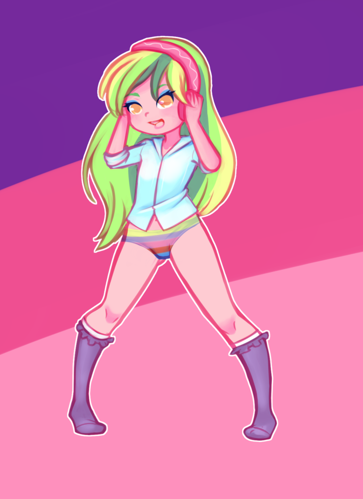 1627967 Artist Drantyno Clothes Cute Equestria Girls Female Headphones Lemon Zest Panties Rainbow Underwear Safe Shirt Smiling Socks Solo Striped Background Underwear Zestabetes Derpibooru