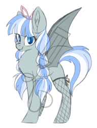Size: 1806x2364 | Tagged: safe, artist:beashay, oc, oc only, bat pony, pony, female, fishnet stockings, mare, obtrusive watermark, simple background, solo, transparent background, watermark