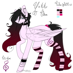 Size: 1000x1000 | Tagged: safe, artist:ohflaming-rainbow, oc, oc only, oc:yukki chan, pegasus, pony, clothes, female, mare, reference sheet, simple background, socks, solo, striped socks, transparent background