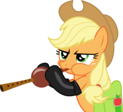 Size: 5653x5154 | Tagged: safe, artist:frownfactory, applejack, earth pony, pony, g4, somepony to watch over me, .svg available, absurd resolution, clothes, female, fireproof boots, flute, gloves, mare, musical instrument, saddle bag, simple background, solo, svg, transparent background, vector