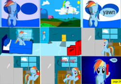 Size: 3893x2710 | Tagged: safe, artist:closingrain, artist:mellowbomb, rainbow dash, oc, comic:calamity fateful, g4, 1000 hours in ms paint, dialogue, high res