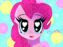 Size: 1600x1200 | Tagged: safe, artist:sweethearts11, pinkie pie, earth pony, pony, g4, bust, female, heart eyes, portrait, solo, wingding eyes